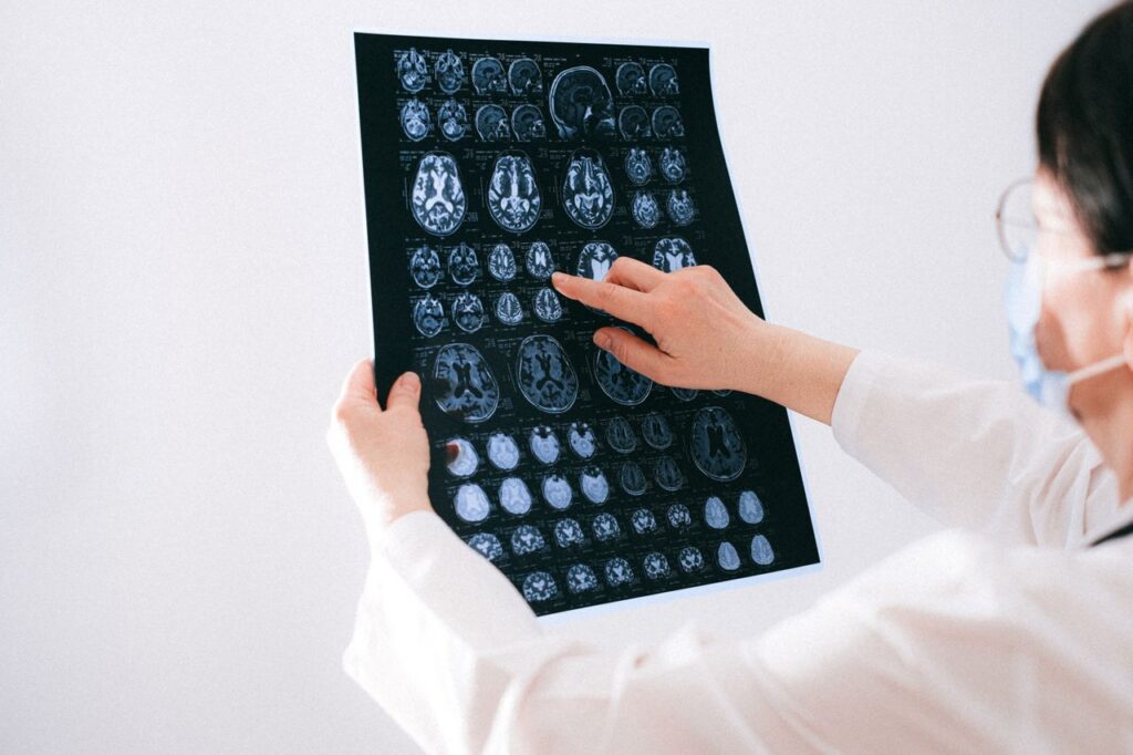 Doctor Analyzing Brain Images