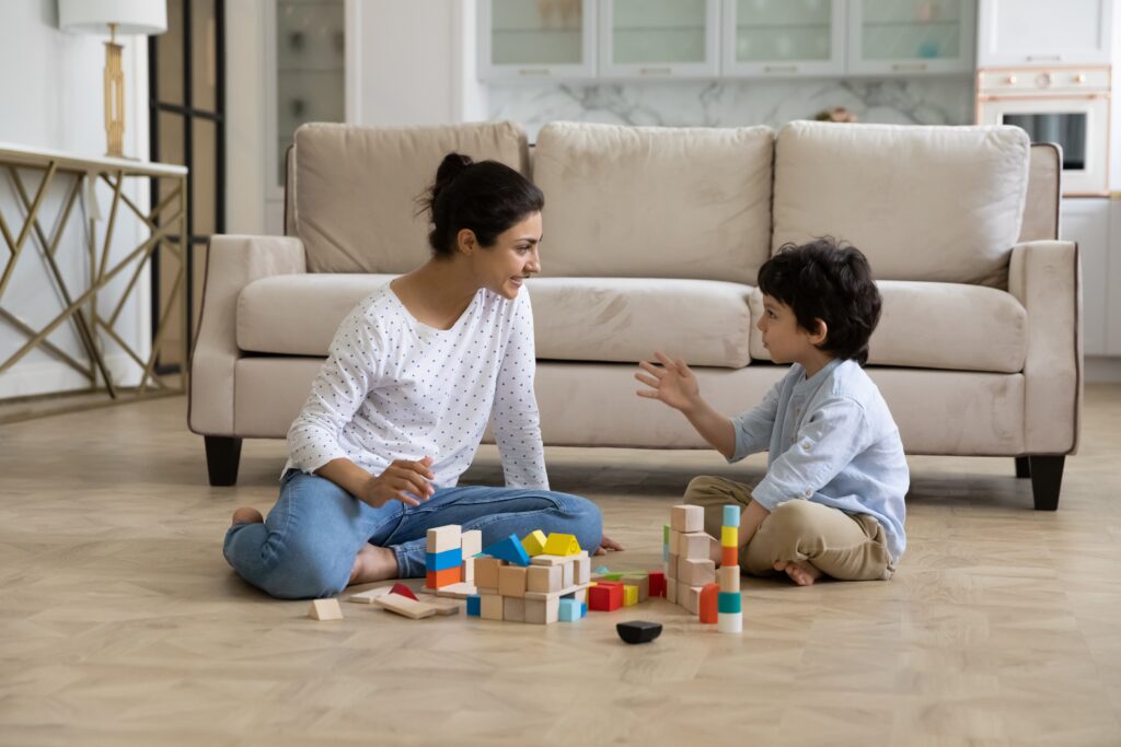 child and parent interacting
