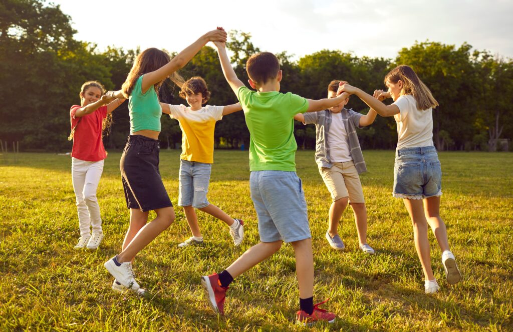 children playing games outside